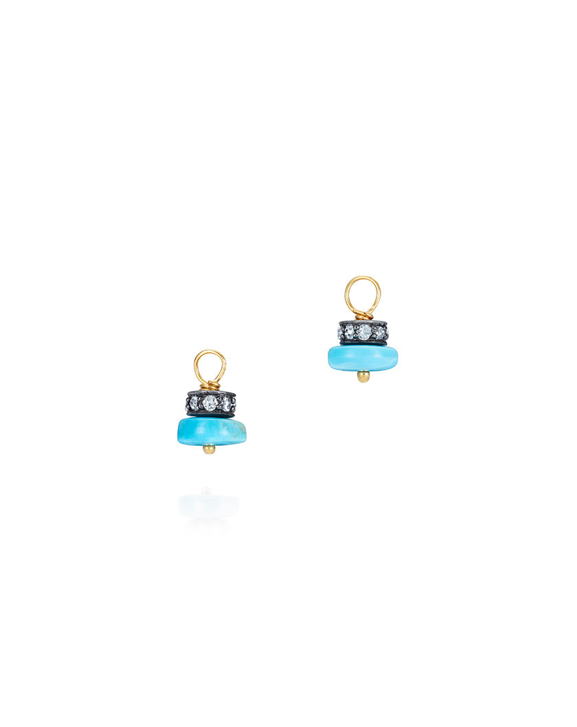 Turquoise & Diamond Rondelle Charms